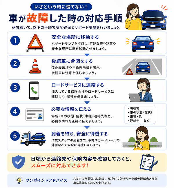 車が故障したときの対応手順