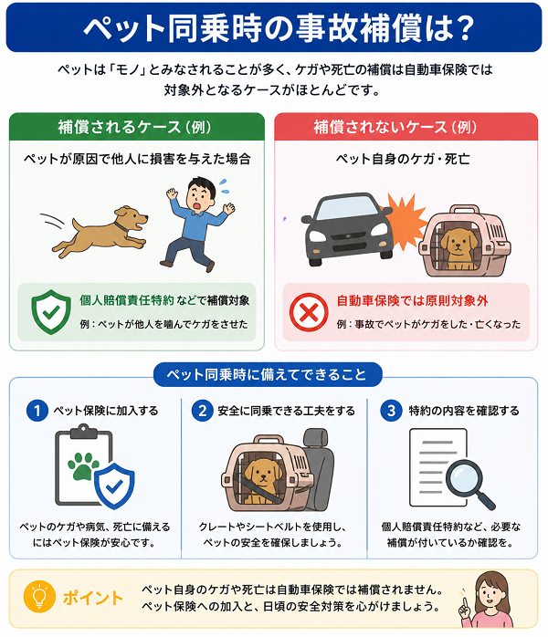 ペット同乗時の事故補償は?