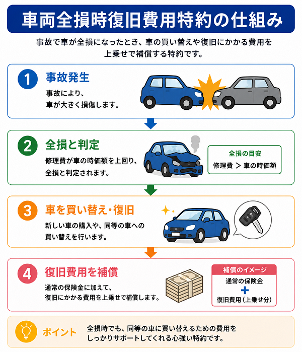 車両全損時復旧費用特約の仕組み