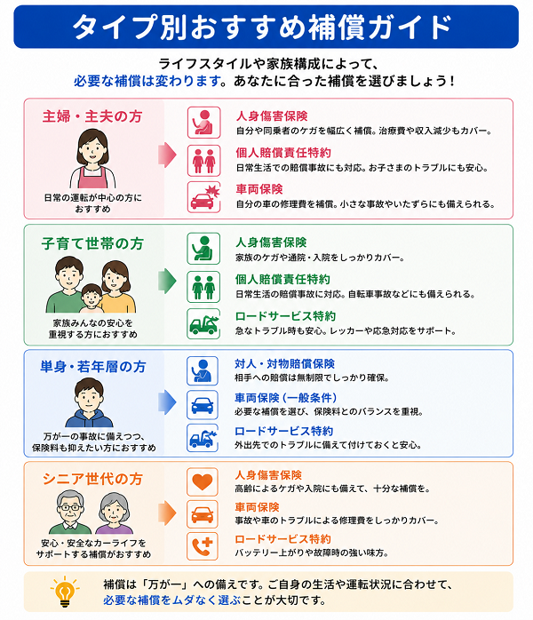 タイプ別おすすめ補償