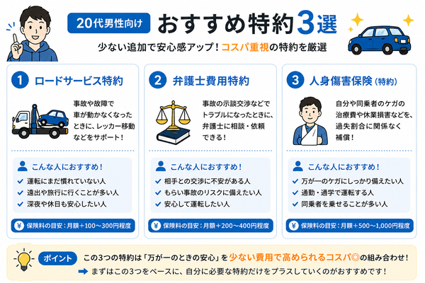 20代男性向けおすすめ特約3選