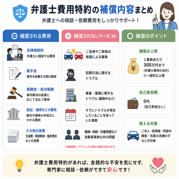 弁護士費用特約の補償内容まとめ