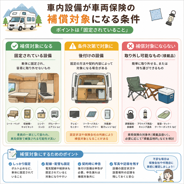 車内設備が車両保険の補償対象になる条件