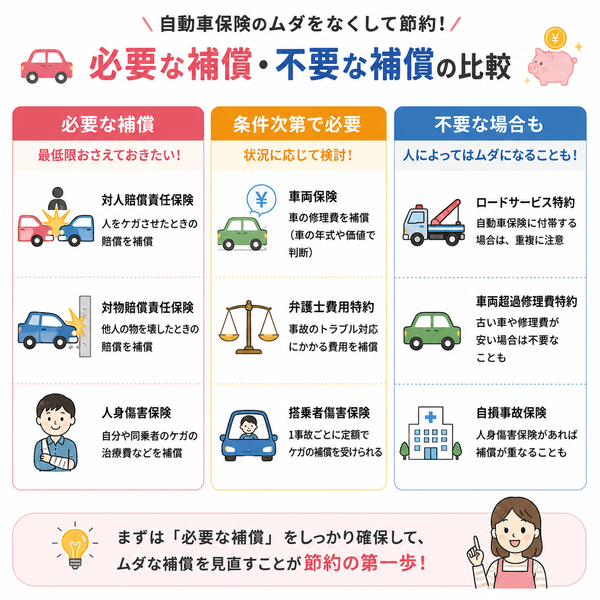必要な補償・不要な補償の比較