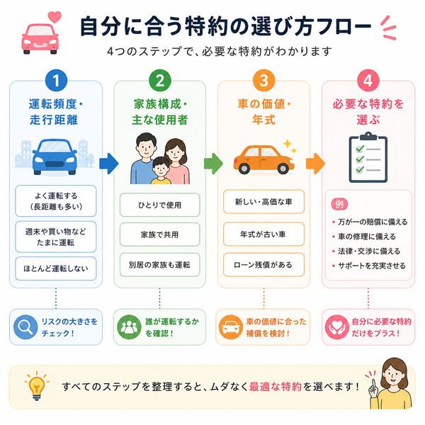 自分に合う特約の選び方フロー
