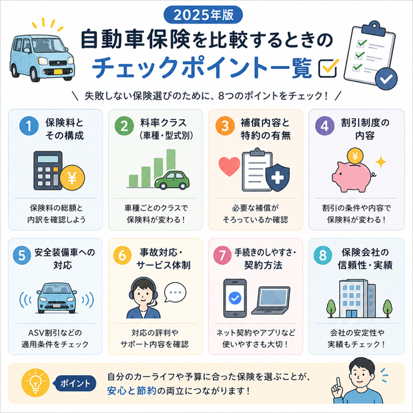 2025年版 自動車保険を比較するときのチェックポイント一覧