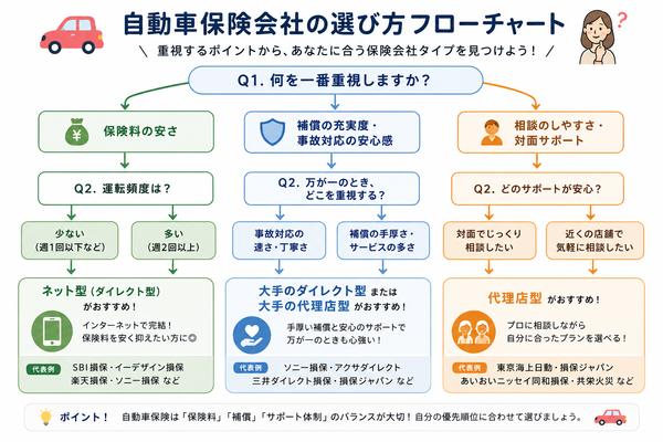 自動車保険会社の選び方フローチャート