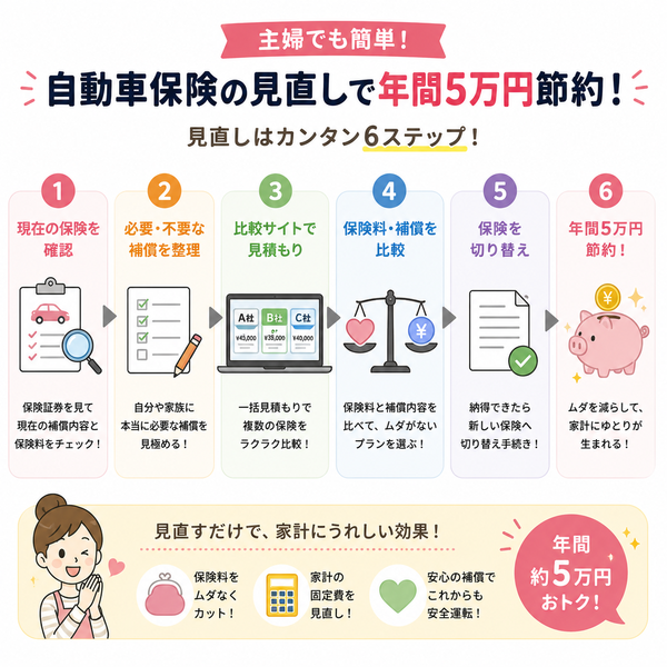 自動車保険見直しで節約できる流れ