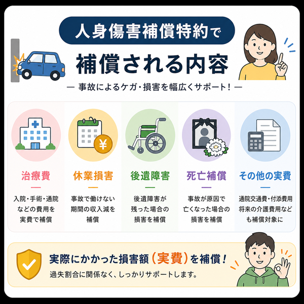 人身傷害補償特約で補償される内容(何が補償される?)