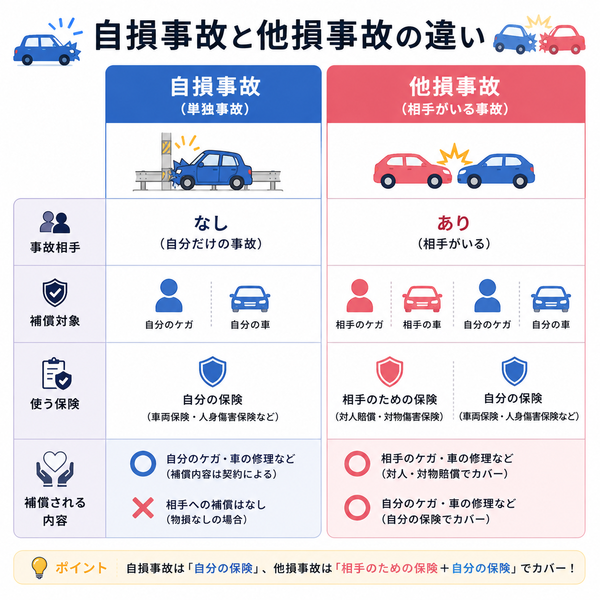 自損事故と他損事故の違い比較図