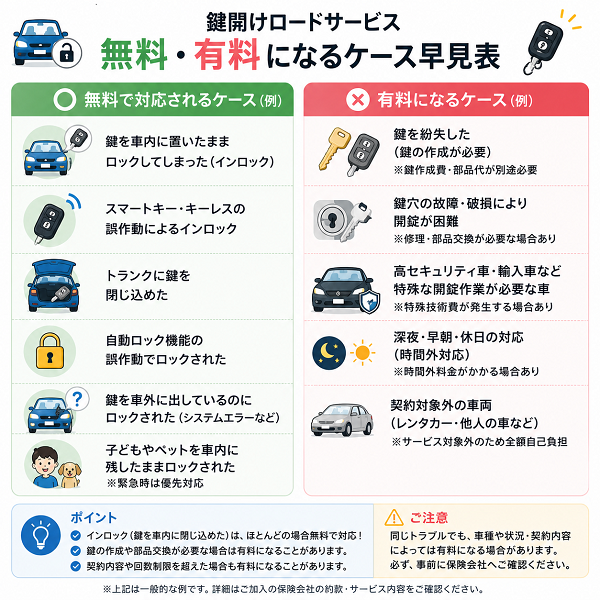 無料・有料になるケース早見表
