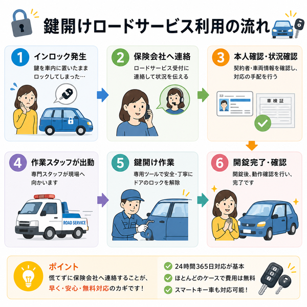 鍵開けロードサービス利用の流れ