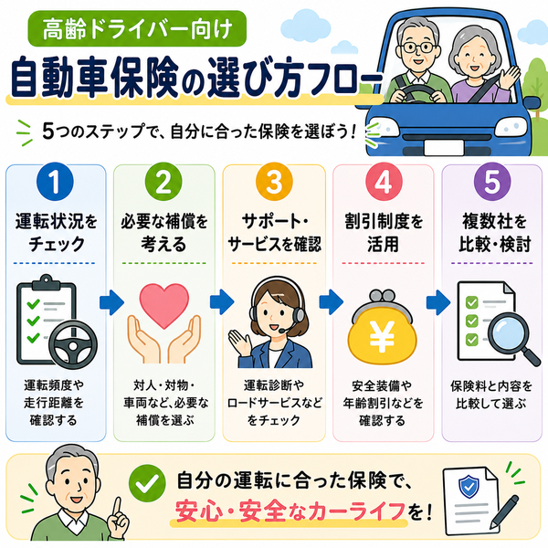 高齢ドライバー向け自動車保険の選び方フローチャート
