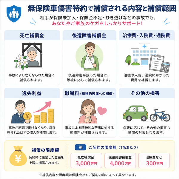 無保険車傷害特約で補償される内容と補償範囲