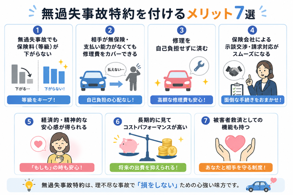 無過失事故特約を付けるメリット7選(比較図・一覧表)