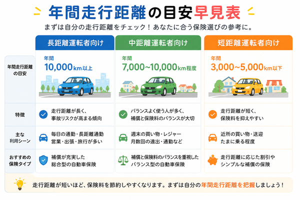 年間走行距離の目安早見表