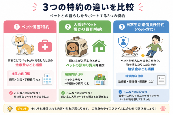 3つの特約の違い比較