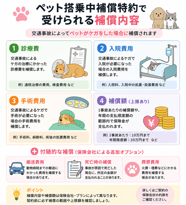 ペット搭乗中補償特約で受けられる補償内容