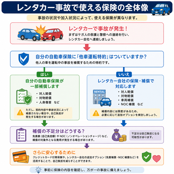 レンタカー事故で使える保険の全体像