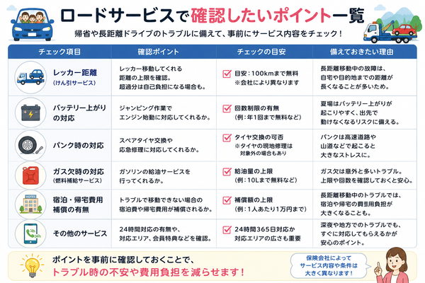 ロードサービスで確認したいポイント一覧