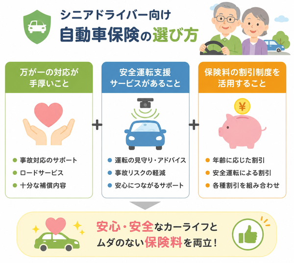 シニアドライバー向け自動車保険の選び方