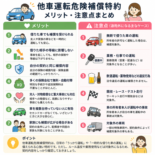 他車運転危険補償特約のメリット・注意点まとめ