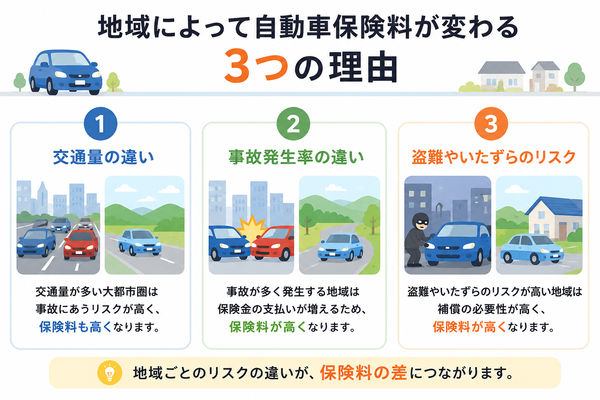 地域によって自動車保険料が変わる3つの理由