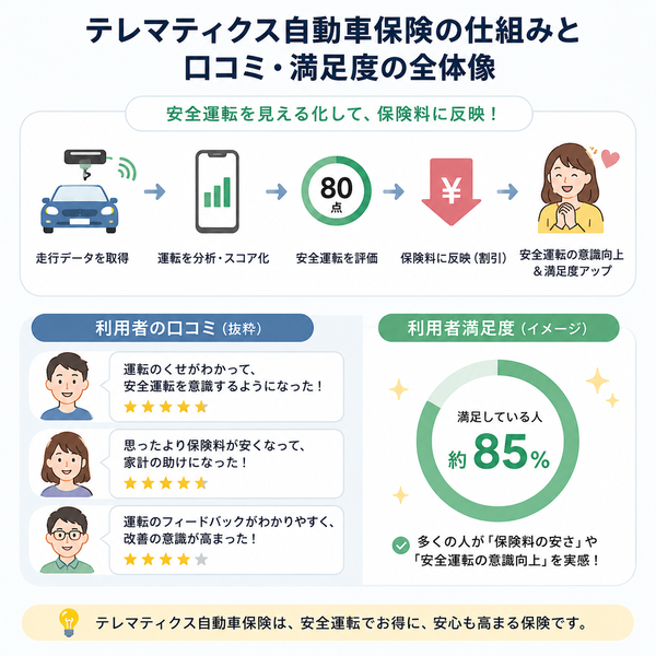 テレマティクス自動車保険の仕組みと口コミ・満足度