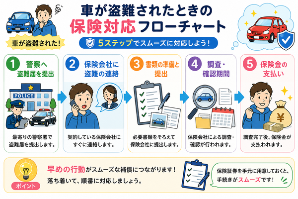 車が盗難されたときの保険対応フローチャート